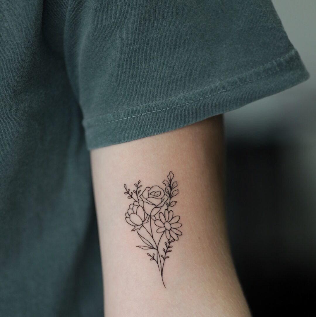 Small Rose and Sunflower Tattoo Ideas